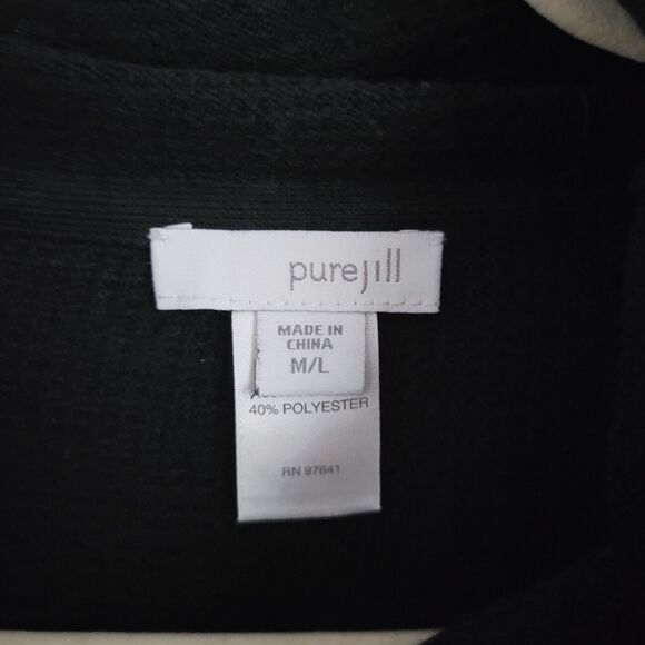 PURE JILL Black Waffle Thermal Dolman Turtleneck Top Lagenlook M/L MEDIUM LARGE - Picture 5 of 8